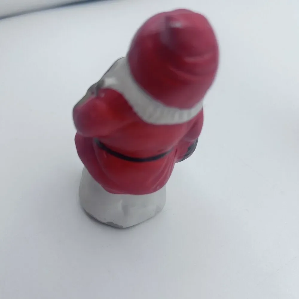 Vtg set of Santa Claus Gnome Christmas Figure 3” Porcelain Figurine (set of 4)